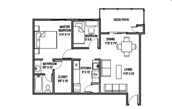 1x1c 610sf 211 floor plan